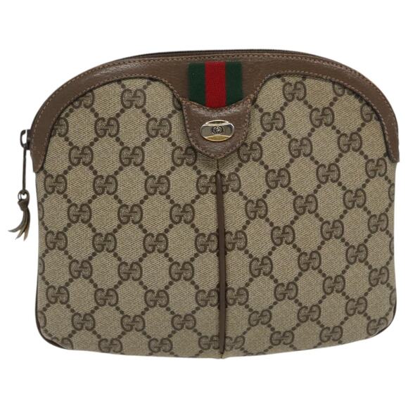 GUCCI GG Supreme Web Sherry Line Shoulder Bag Pvc Beige Gold 904 02 047 - Picture 13 of 16